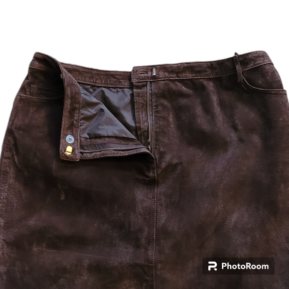 Vintage 90s Suede Miniskirt size 16 Petite - Picture 5 of 9